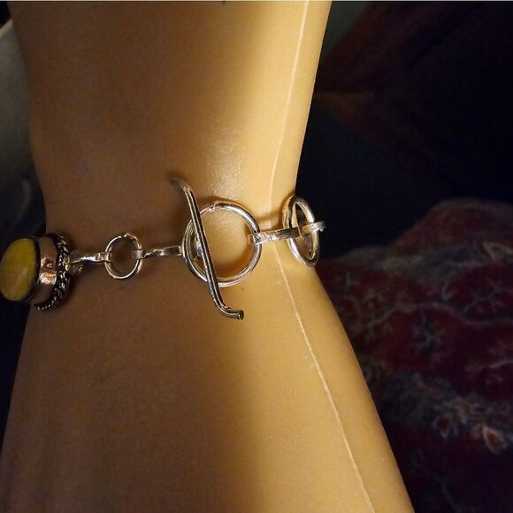 Yellow Glass Sterling Silver Bracelet (JEL ) - Picture 3 of 8